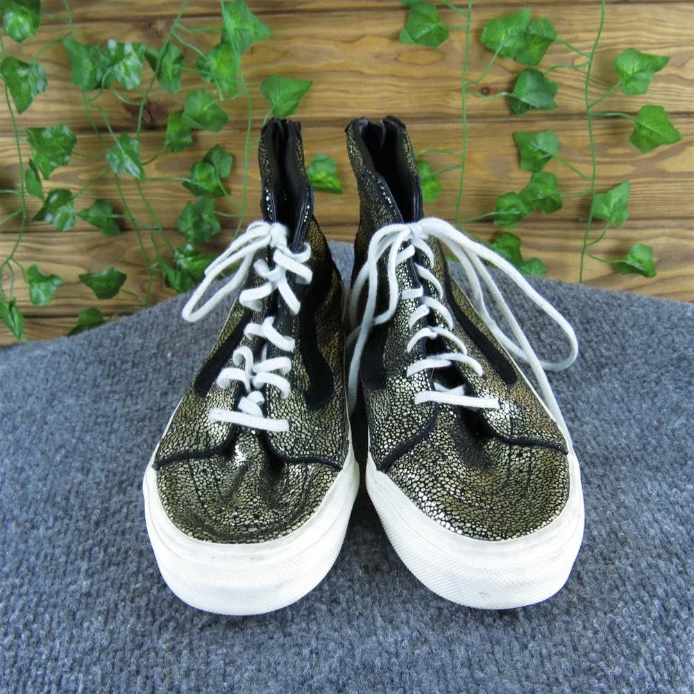 VANS Women SK8-Hi Slim Sneaker Gold Leather Sz‎ 7 Medium Gently Used 2025